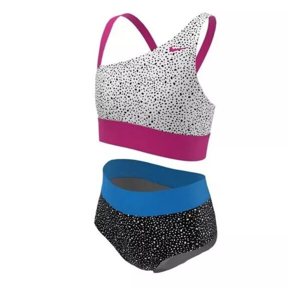 Nike Other - Nike Water Dots Asymmetrical High Waist Big Girls Bikini Bottom Sz M (NESSC725)